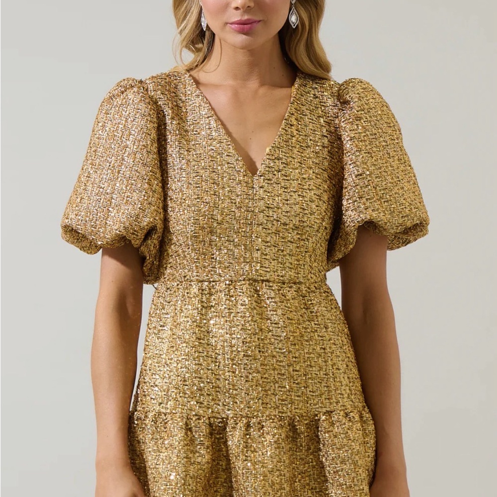 NWT Sugarlips Tamary Tweed May Tiered Mini Dress in Size M